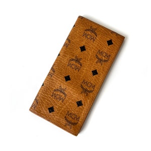 MCM Authentic Vintage Canvas Logo Pattern Bi-fold Long Wallet