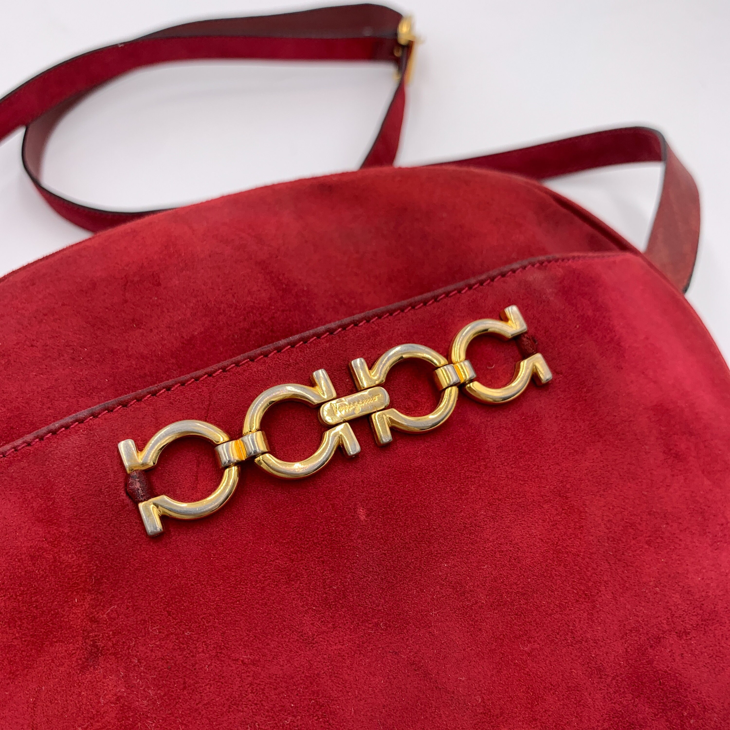 Authentic Salvatore Ferragamo Vintage Suede Crossbody Bag Etsy