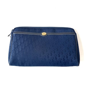 Christian Dior Authentische Vintage Trotter Navy Muster Clutch