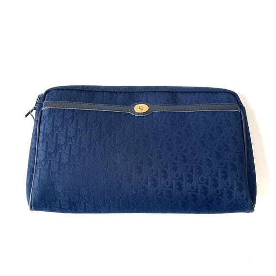 Pochette autentica vintage Trotter modello blu navy di Christian