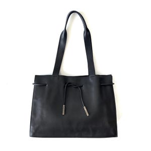 GUCCI Authentic Vintage Black Leather Book Tote