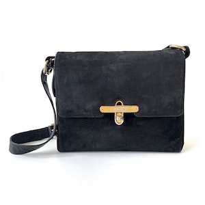 GUCCI Authentic Vintage Black Suede Shoulder Bag