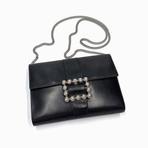 CELINE Authentic Vintage Buckle Logo Clutch and Crossbody Bag