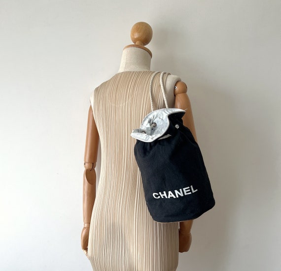 Chanel Navy & White Nylon Sport Line Single Flap Bag in Blue