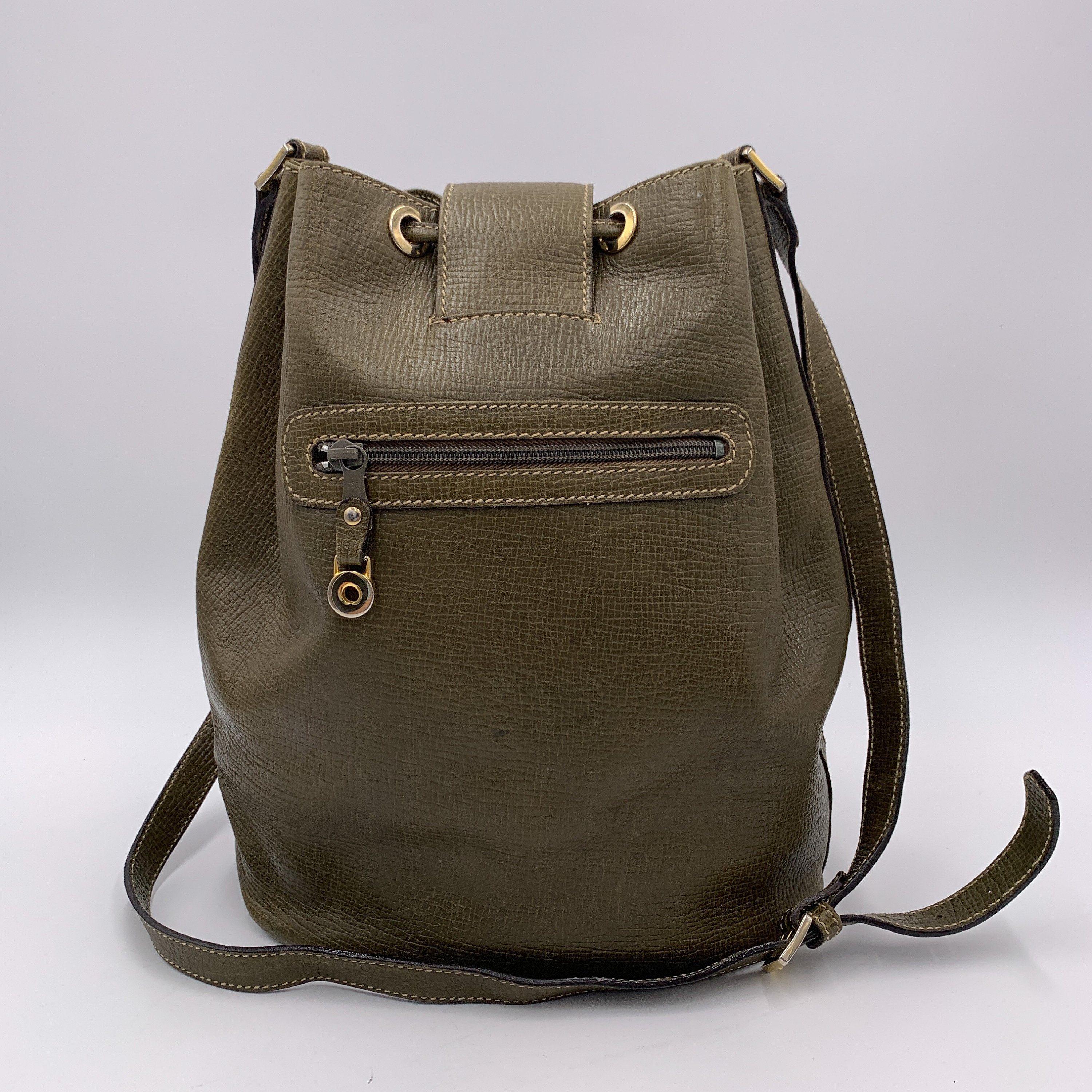 【LOEWE】CLASSIC DRAWSTRING BUCKET◆A223222X01 Drawstring bucket in palm leaf and calfskin Beige - LOEWE