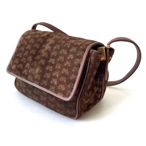 Authentische Vintage 70er Jahre Bottega Veneta Braun Wildleder Schmetterlings Print Umhängetasche