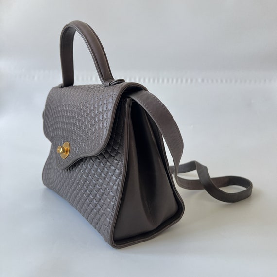 BALLY Authentic Vintage Quilted Gray Leather Top Handle Bag BALLY Authentic Vintage Quilted Gray Leather Top Handle Bag
