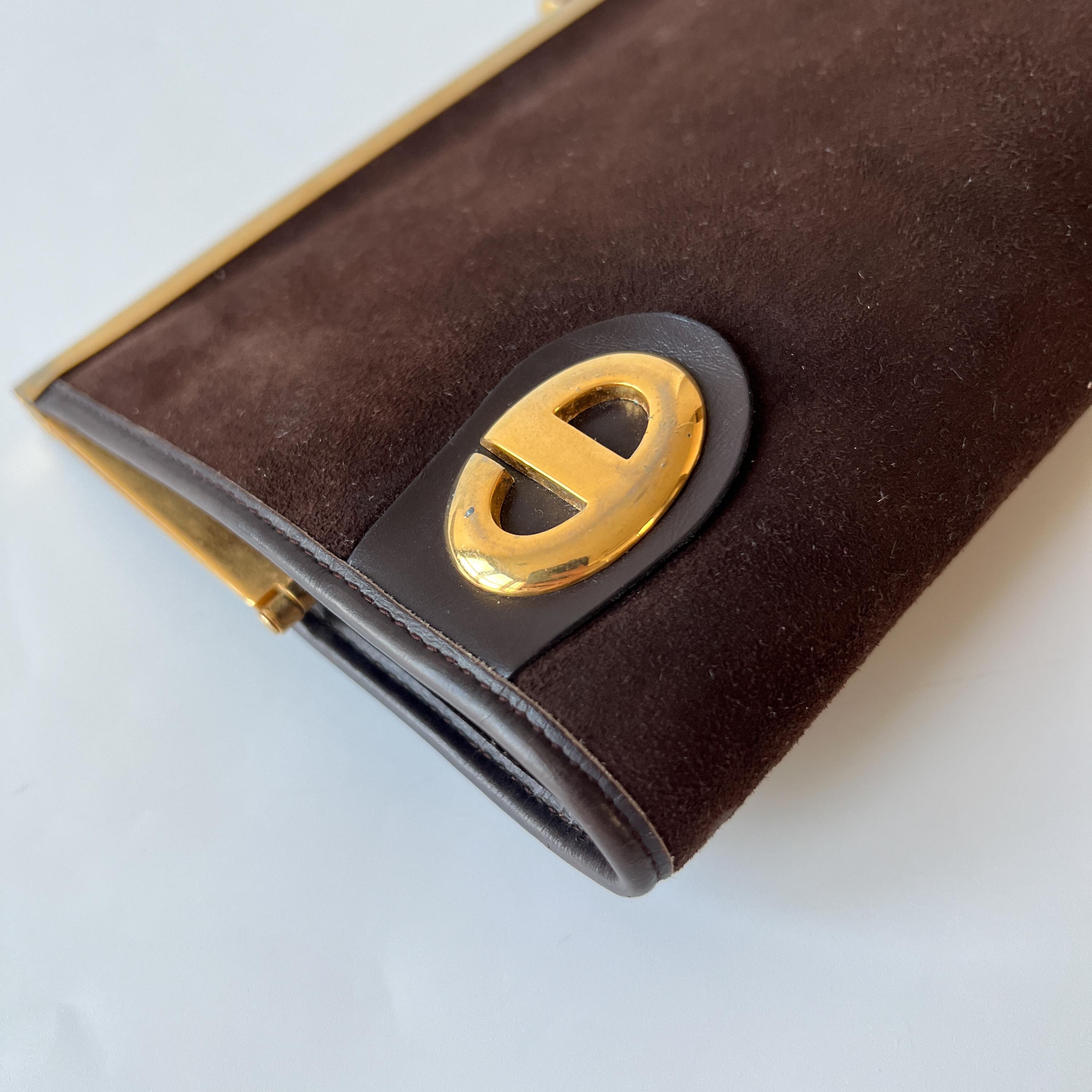 Christian Dior Authentic Vintage Dark Brown Suede Clutch - Etsy display picture 1