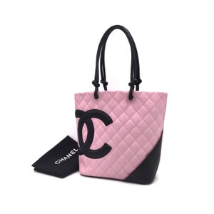 Chanel Pink/Black Quilted Cambon Ligne Medium Tote Bag - Yoogi's Closet