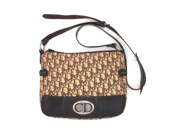 Authentic Vintage Dior CD logo trotter brown crossbody bag
