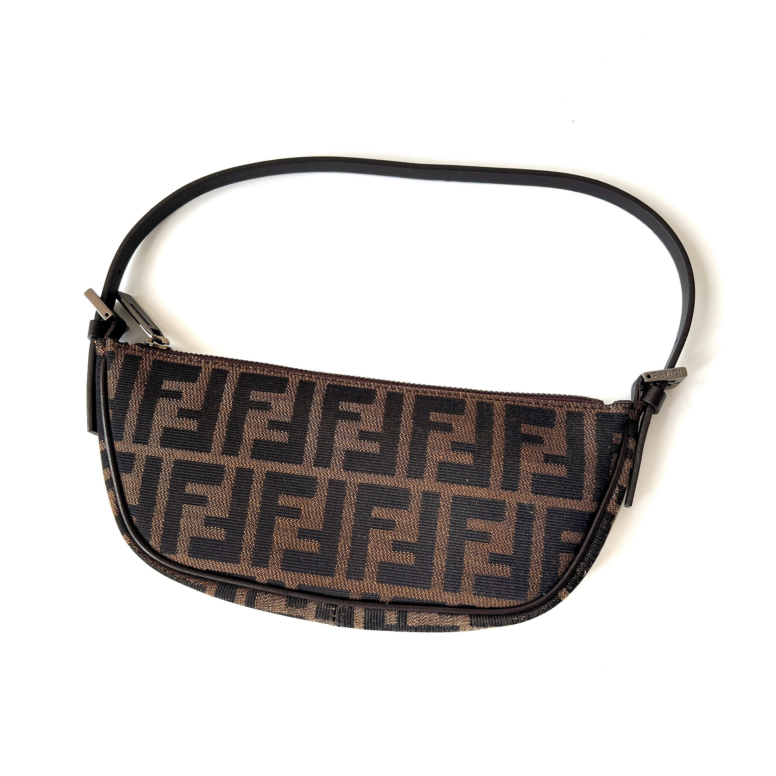 Vintage Fendi Classic Zucca Half Moon Pochette