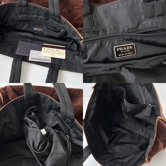PRADA Authentic Brown Velvet Tote Handbag - image 9