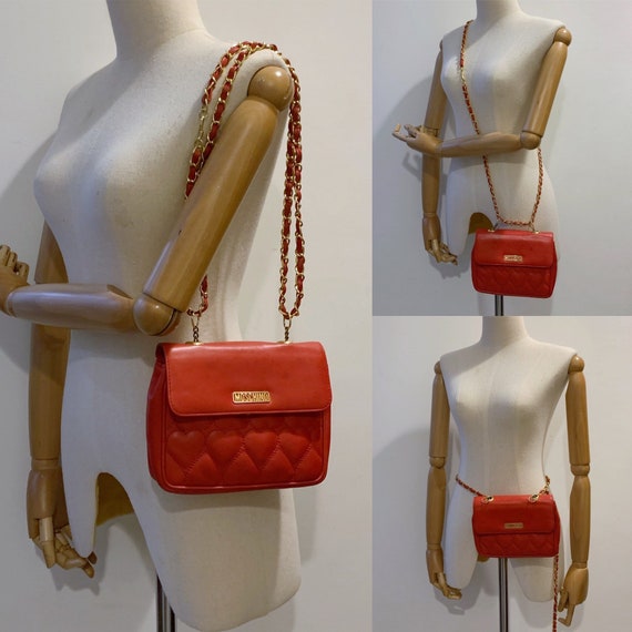 Authentic MOSCHINO Vintage Quilt Heart Crossbody&… - image 10