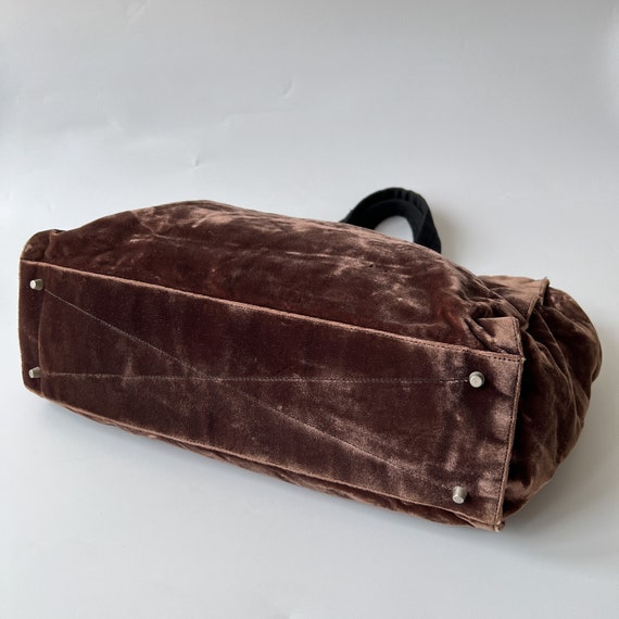 PRADA Authentic Brown Velvet Tote Handbag - image 6