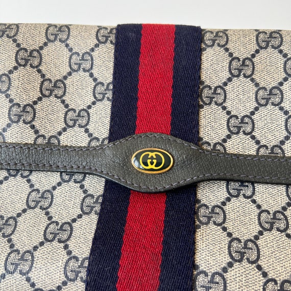GUCCI Authentic Vintage Canvas Blue and Red Web C… - image 4