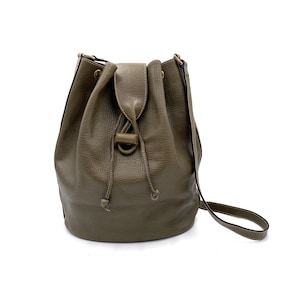 Authentieke LOEWE Vintage Twist-logo emmertas met trekkoord