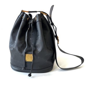 Authentic Vintage MCM PVC Canvas Monogram Logo Drawstring Bucket Bag
