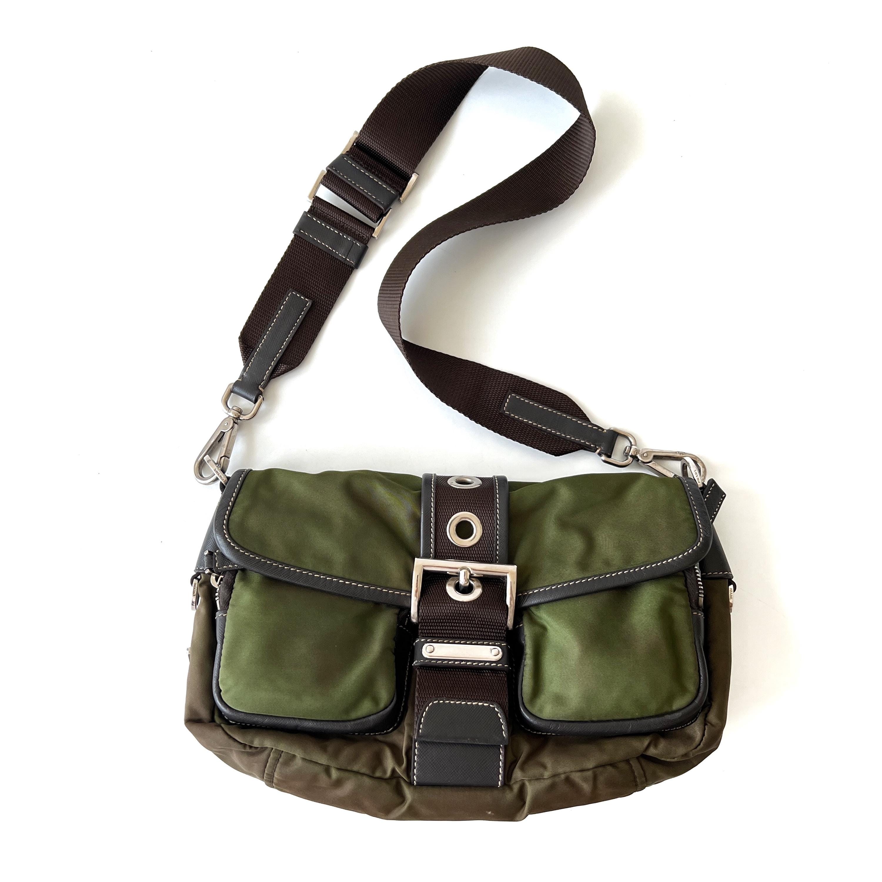 PRADA Authentic Vintage Green Nylon Pocket Shoulder Bag - Etsy