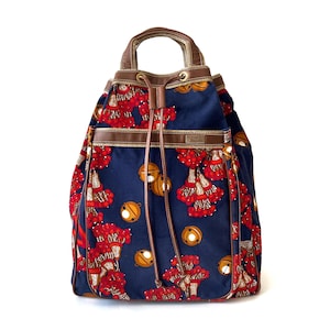 LOEWE Authentieke vintage reisrugzak met bedrukt canvas