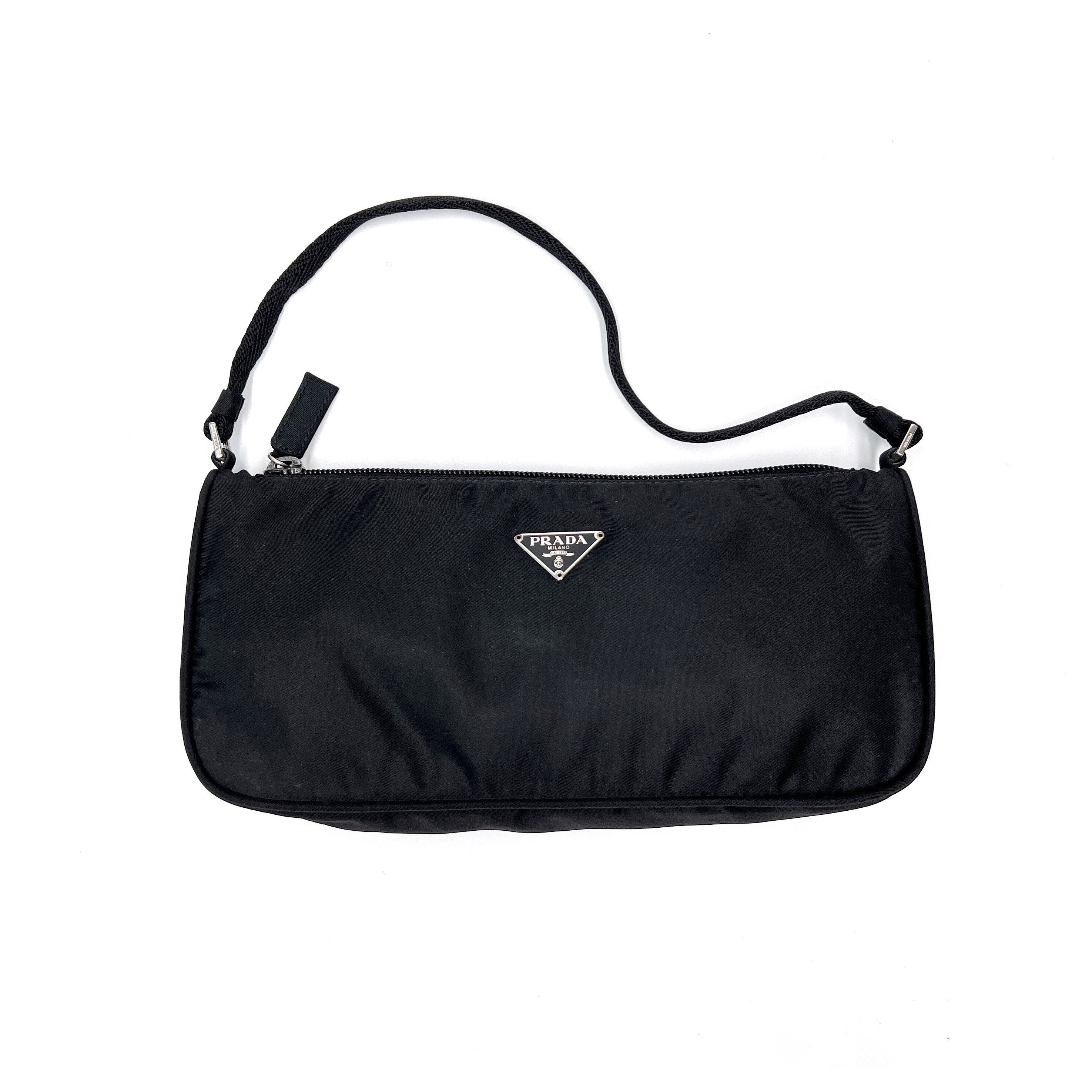 PRADA Triangle Logo Nylon Leather Hobobag Shoulder bag Black Vintage u –  VintageShop solo