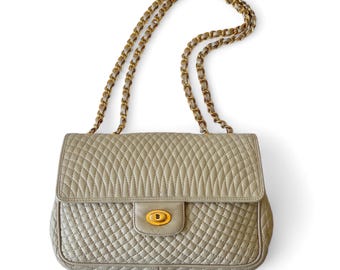 Authentic Vintage Bally Quilted Leather Double Flap Shoulder Bag – 90s Designer Purse