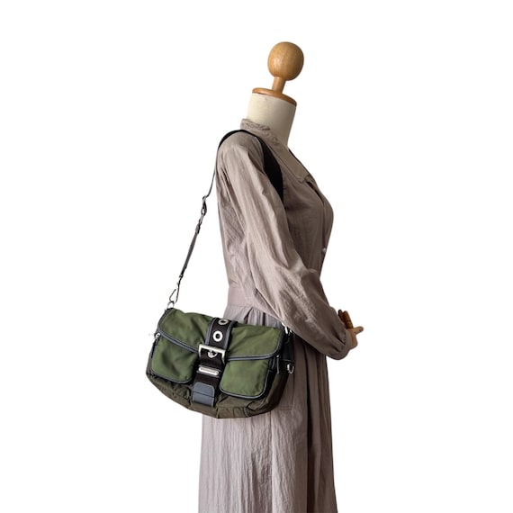 PRADA Authentic Vintage Green Nylon Pocket Shoulder Bag - Etsy
