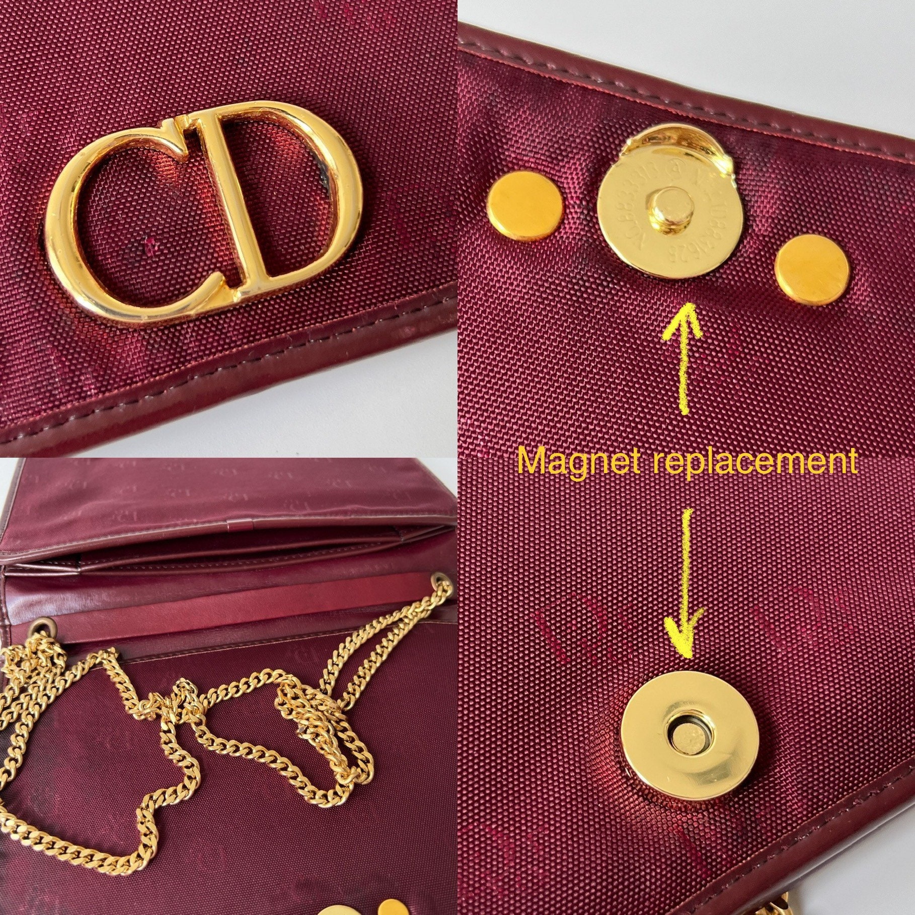 Christian Dior Authentic Vintage Monogram Logo Burgundy Shoulder 