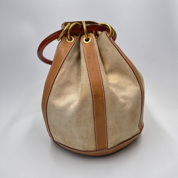 GUCCI Authentic Vintage Canvas Acrylic Ring Handle Bag - Etsy