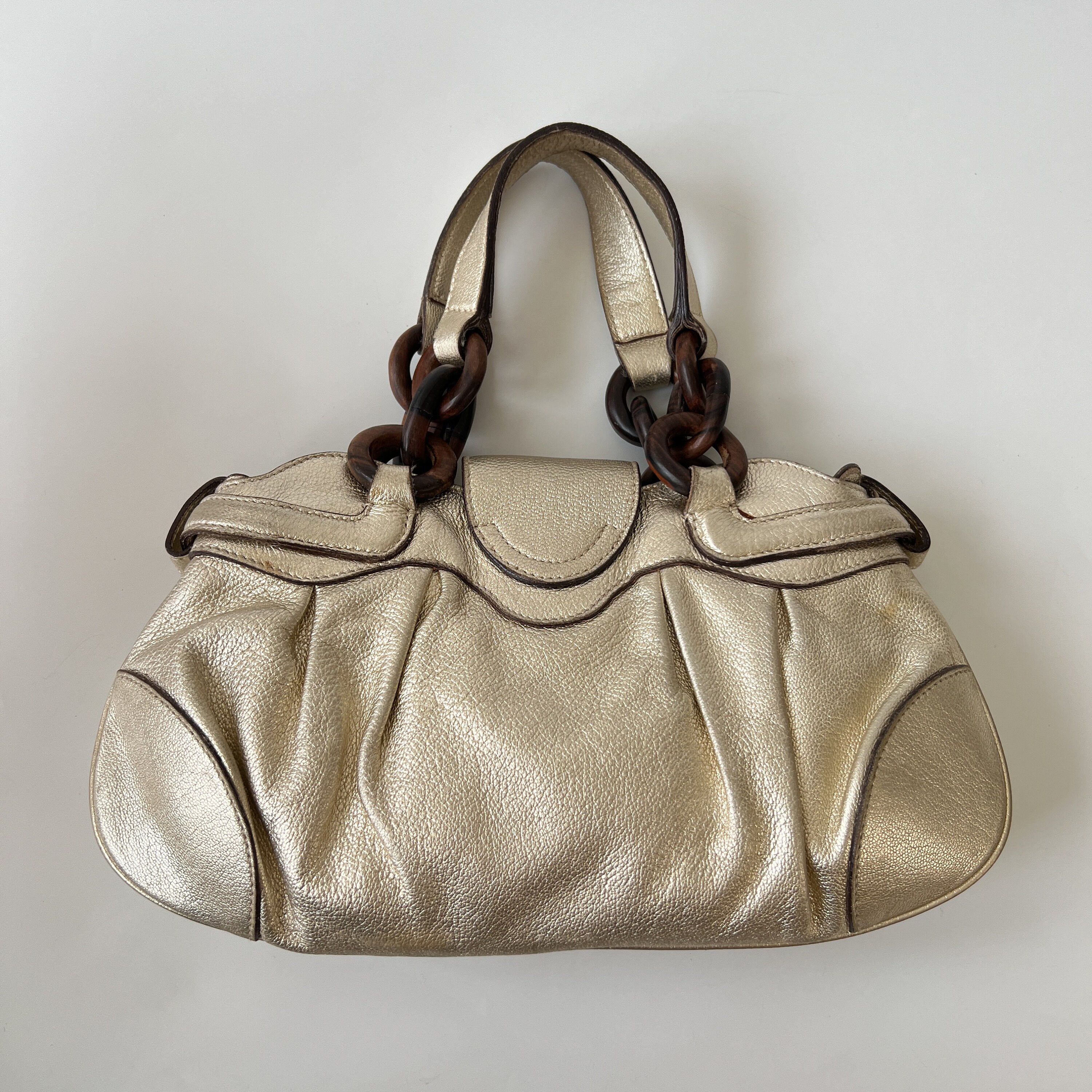 Salvatore Ferragamo Authentic Gancini Marisa Light Gold Metallic 