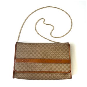 Bolso de hombro Celine Macadam vintage – Auténtico de los años 90, de lona revestida.