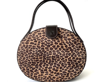 LOEWE Authentic Vintage Cognac Leather with Suede Top Handle Round Evening Satchel Bag