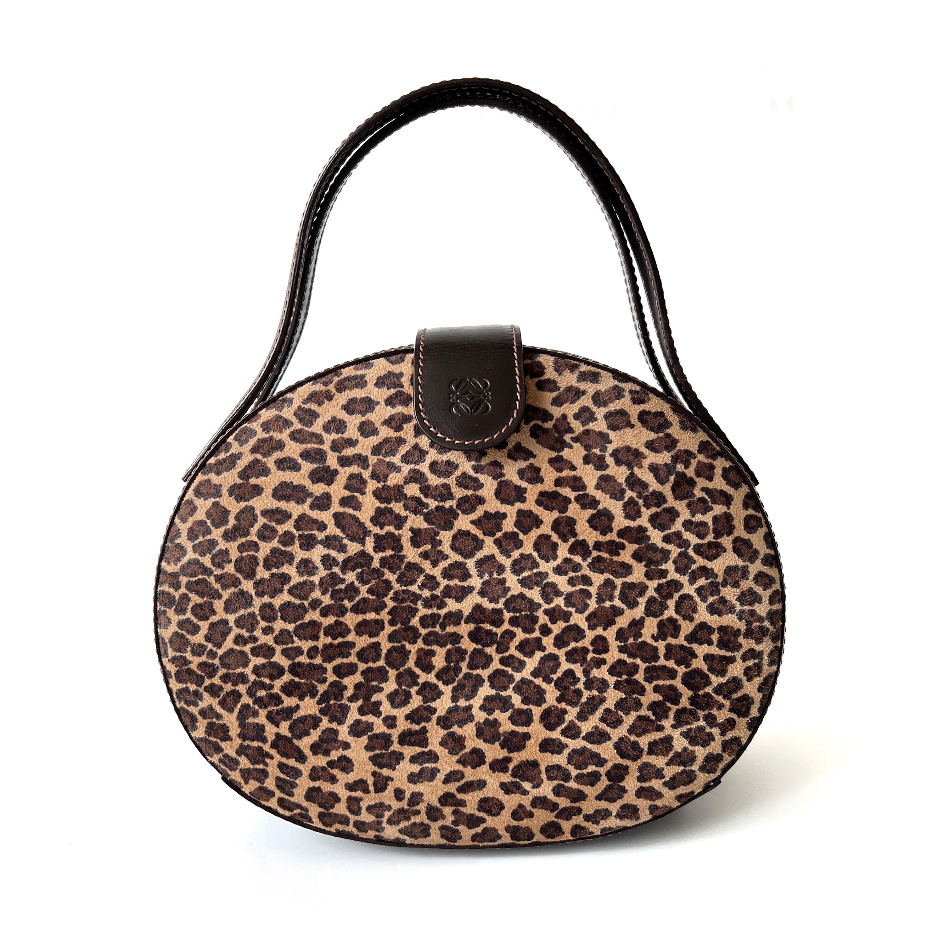 LOEWE Authentische Vintage Cognac Leder mit Wildleder Top Griff Runde Abend Umhangetasche Etsy