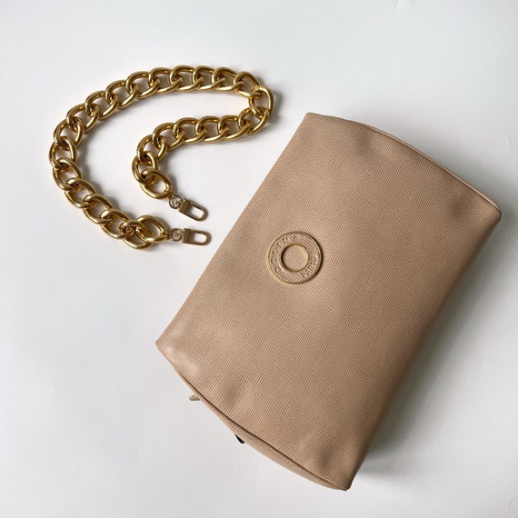 CELINE Authentic Vintage C Logo Clutch With Chain Bag 