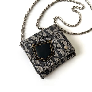 Christian Dior auténtica cartera Trotter vintage con cadena