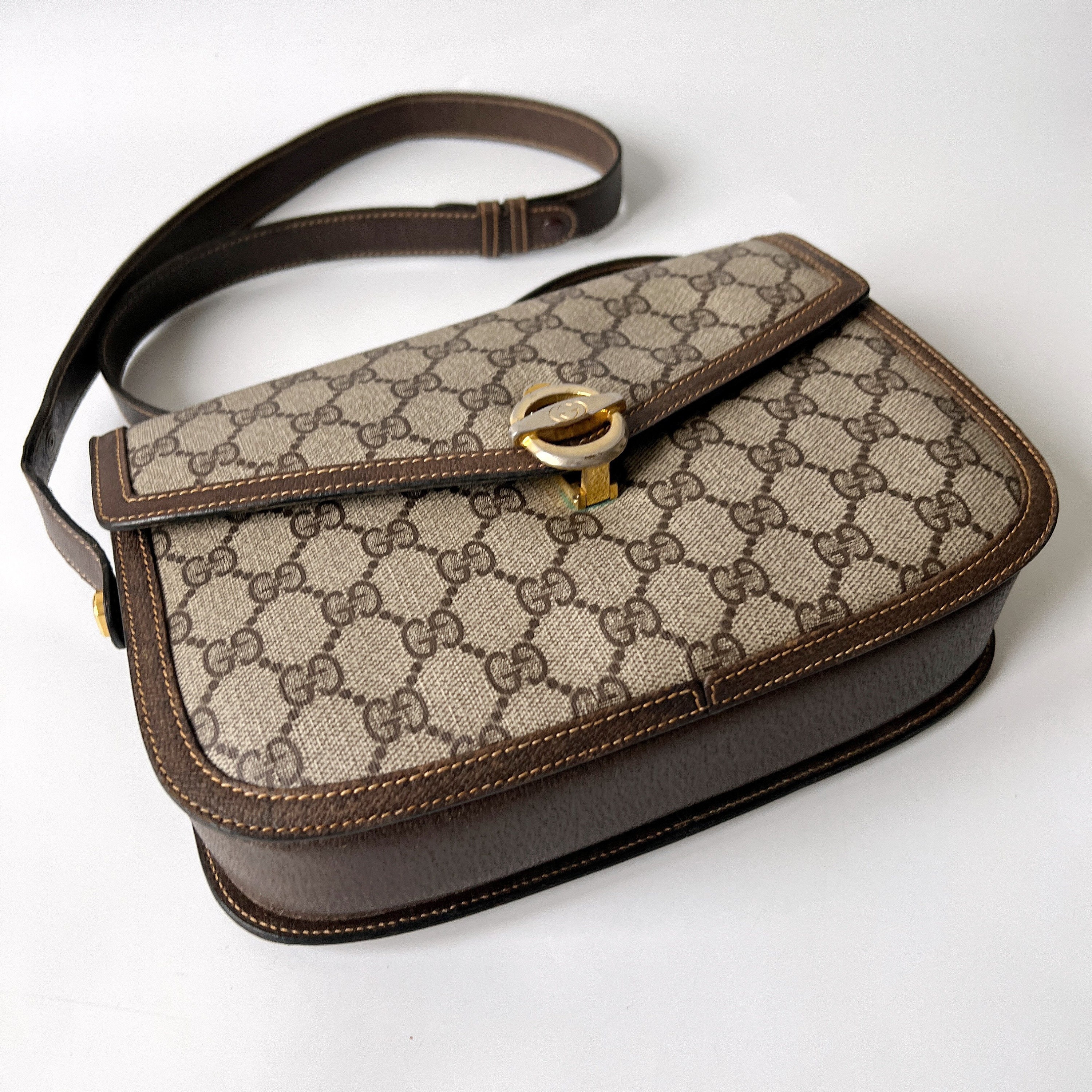 GUCCI 本物ヴィンテージモノグラム PVCキャンバスショルダーバッグ  