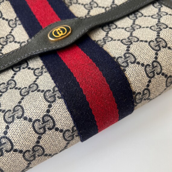 GUCCI Authentic Vintage Canvas Blue and Red Web C… - image 5
