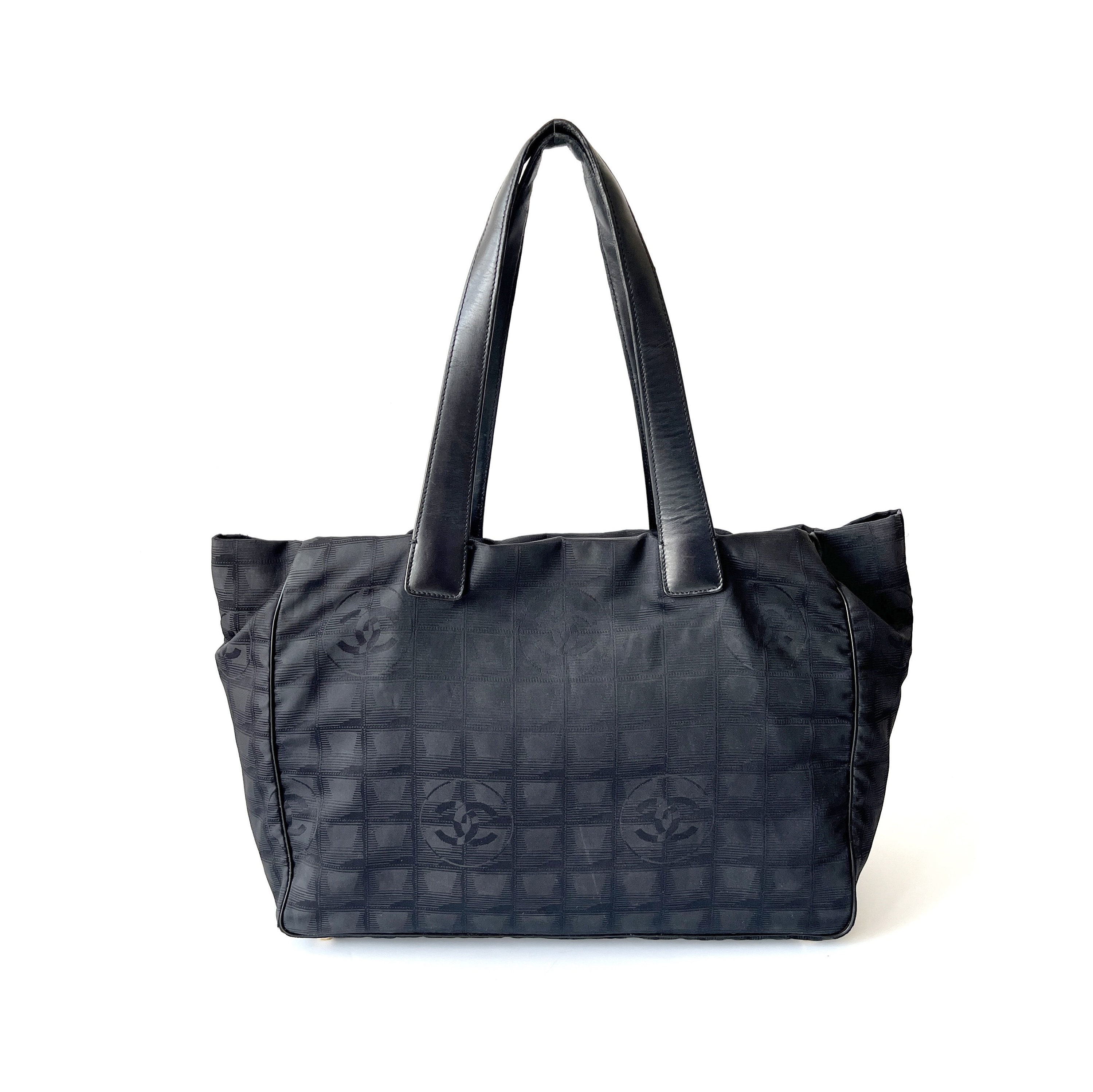 Chanel 2005 Black Travel Line Jacquard Tote Bag · INTO