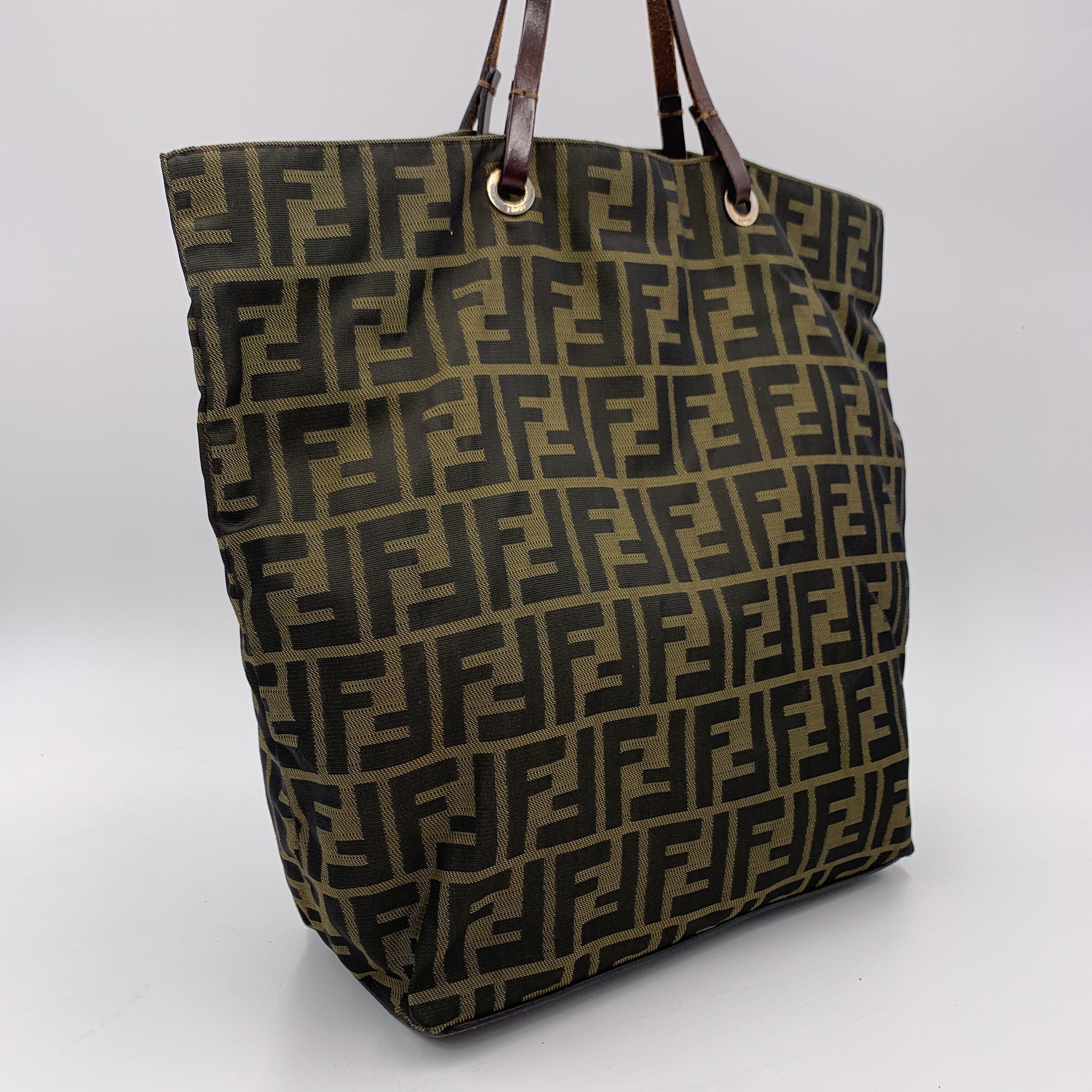 Authentic Fendi Zucca Print Square Shopper Tote – Vanilla Vintage