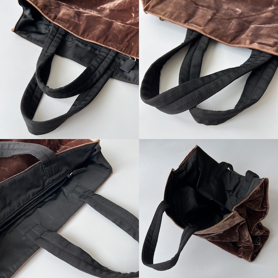 PRADA Authentic Brown Velvet Tote Handbag - image 8