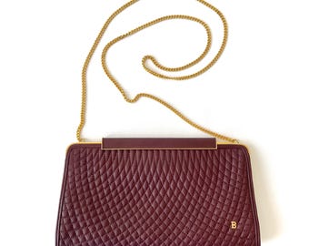 Authentic Vintage Bally Quilted Leather Cluth and Crossbody Bag – 90s Designer Purse