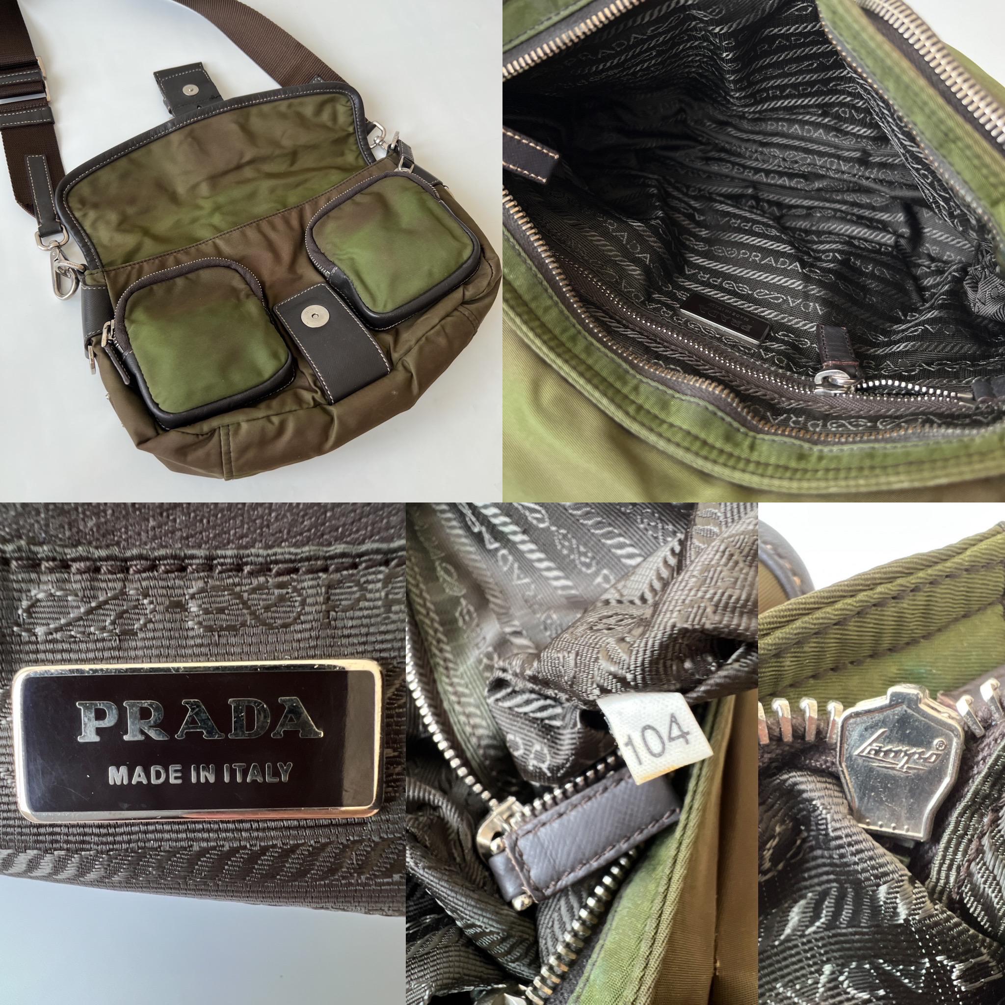 PRADA Authentic Vintage Green Nylon Pocket Shoulder Bag - Etsy