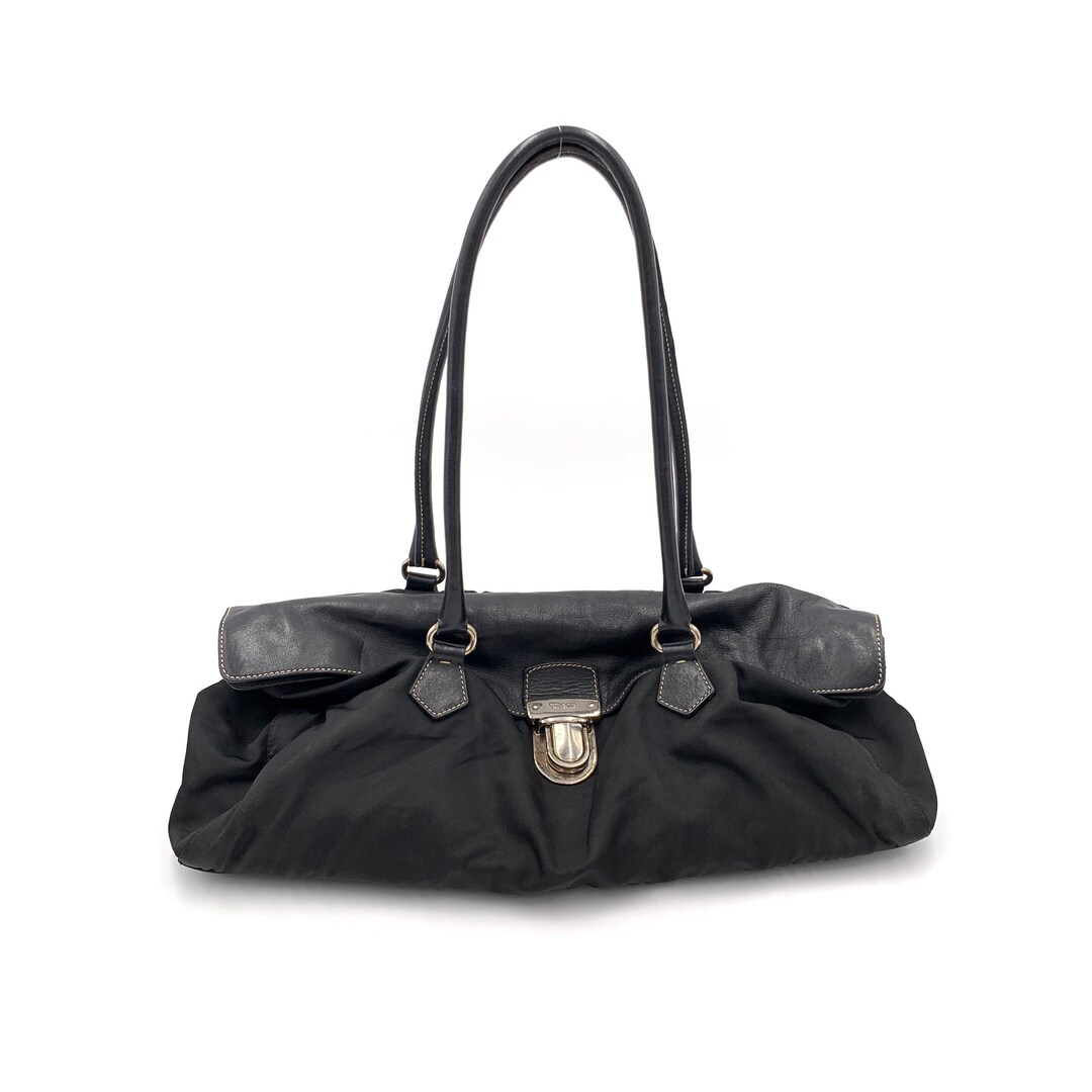 Authentic PRADA Black Nylon and Leather Shoulder Bag - Etsy