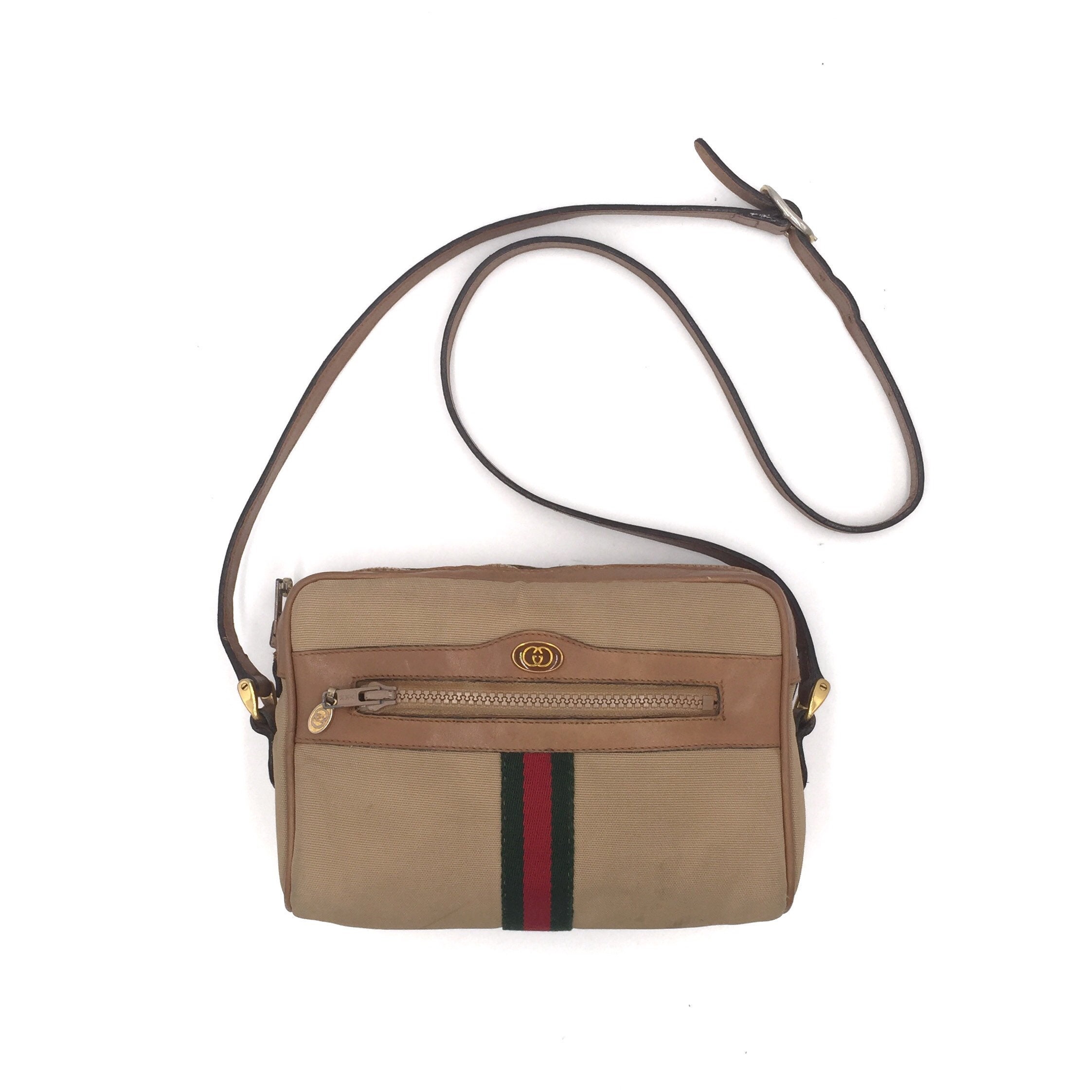 Gucci Vintage Brown Monogram Canvas Satchel Handbag with Stripes – OPA  Vintage