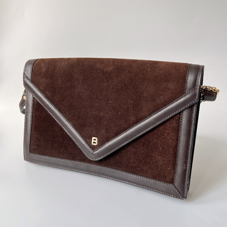 Sac Vintage Bally Authentique - En Cuir Et Toile Marron & Noir - Bon état