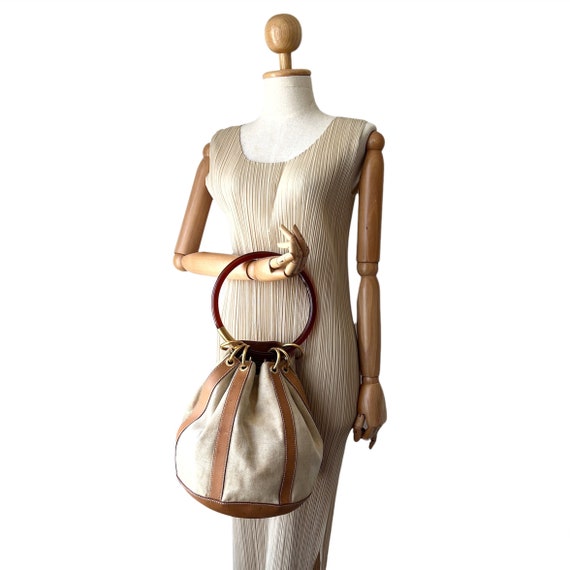 GUCCI Authentic Vintage Canvas Acrylic Ring Handle Bag - Etsy