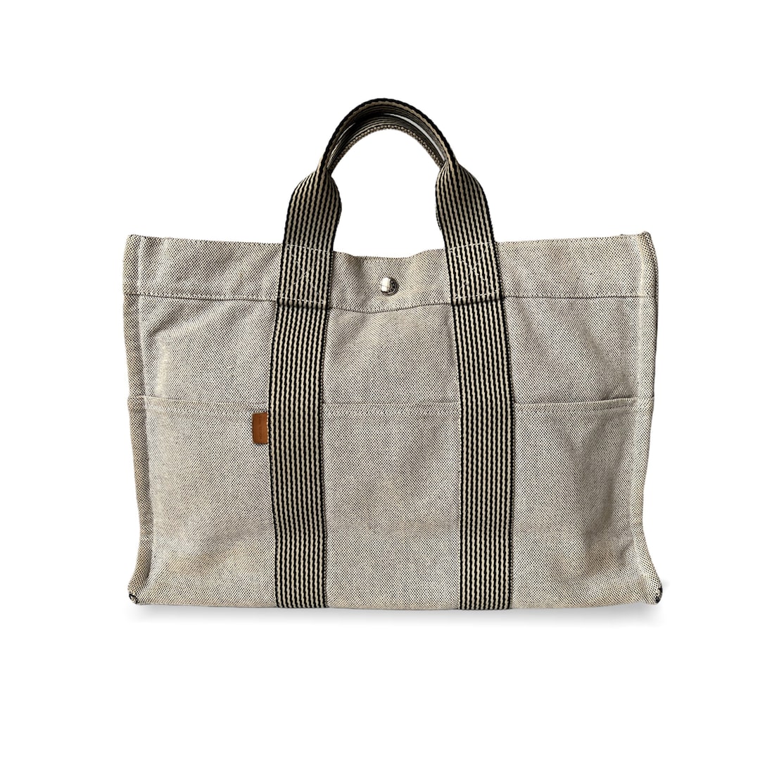 HERMES Authentic Herline Bag Gray Canvas Tout Tote Bag Etsy Canada