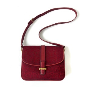 CELINE Authentic Vintage Sulky Horse Carriage C Monogram Red Shoulder Bag