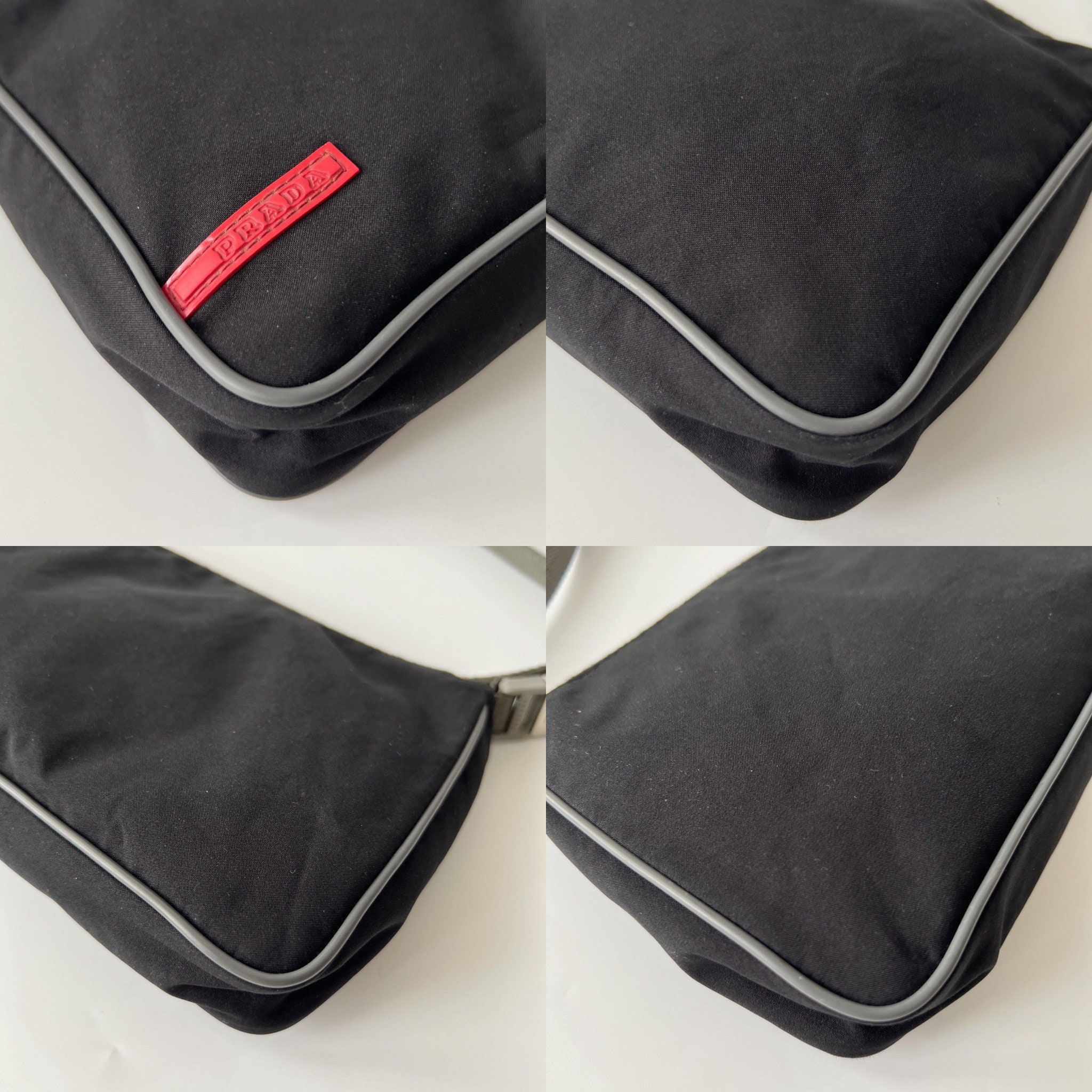 PRADA red nylon pochette with leather strap – Vintage Carwen
