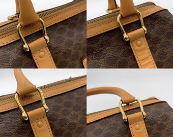 Celine Mini Boston Handbag Shoulder Bag 2Ways Macadam PVC Leather Brown  Japan