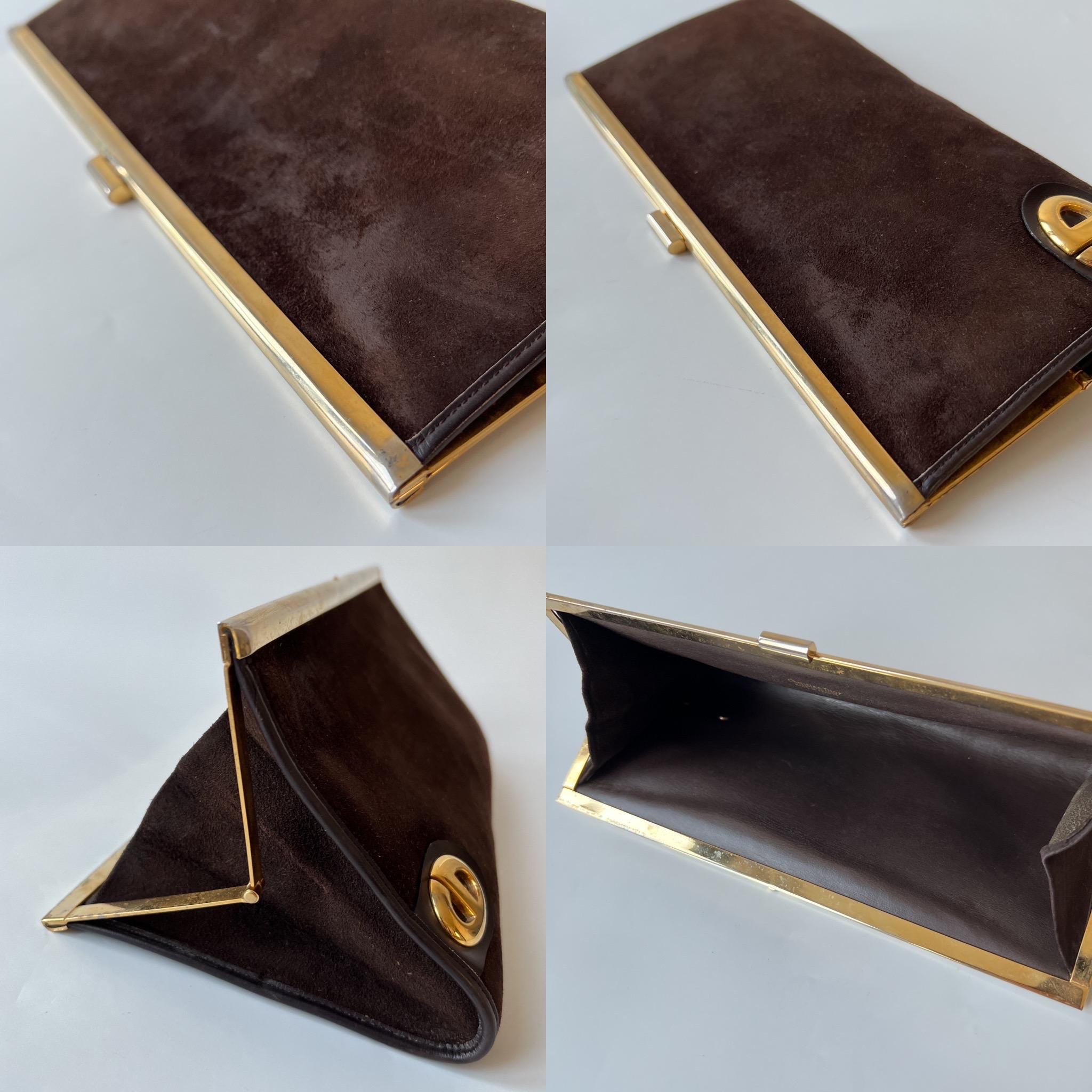 Christian Dior Authentic Vintage Dark Brown Suede Clutch  display picture 2